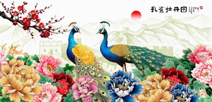 孔雀牡丹图