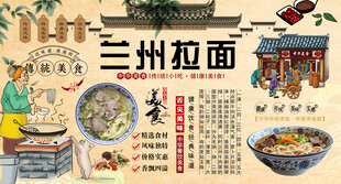 兰州拉面背景墙