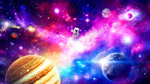 梦幻宇宙星云太空宇航员星球背景
