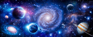 巨幅宇宙星球外太空漩涡星空背景