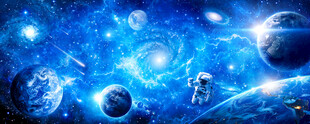 蓝色星空宇宙星球太空宇航员背景