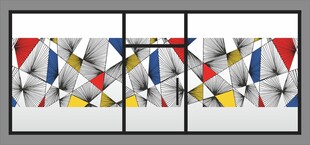 几何抽象创意三联装饰画