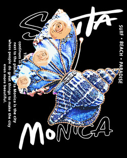 蓝色蝴蝶艺术插画