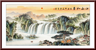 瀑布山水风景画