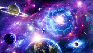 梦幻宇宙星云太空宇航员星球背景