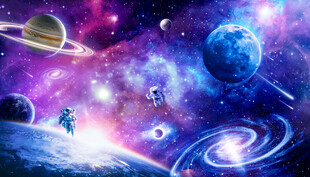 宇宙星球太空宇航员璀璨星空背景