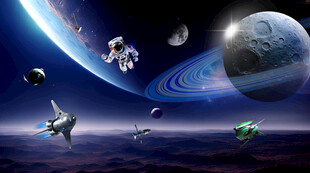 梦幻宇宙星空宇航员星球太空背景