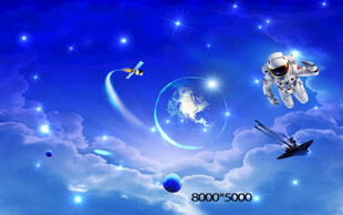 梦幻星空下的奇幻飞行场景