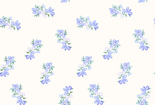 蓝花白色背景水彩图案