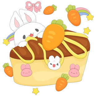 可爱胡萝卜巧克力奶油蛋糕插画