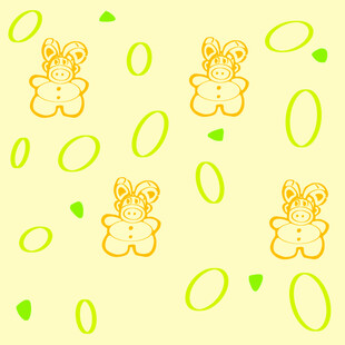 可爱小兔与椭圆图案背景