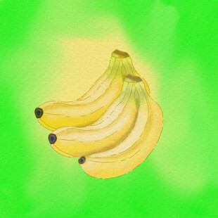 一串鲜黄的香蕉