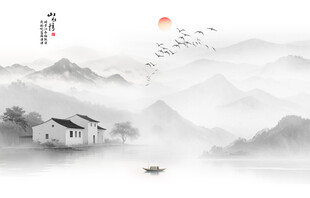 山水意境中国风水墨画