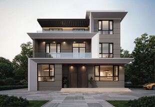 现代风格三层独栋别墅效果图设计