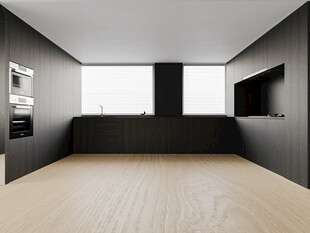 简约风室内黑色厨房直播间场景