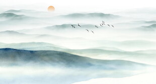 新中式国画山水电视背景墙