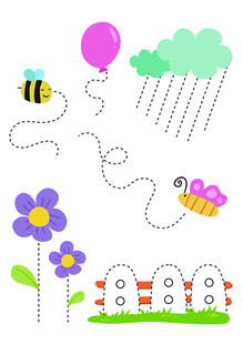 儿童趣味手绘花草昆虫图案