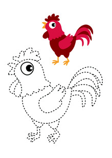 公鸡填色图