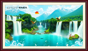 瀑布风景画