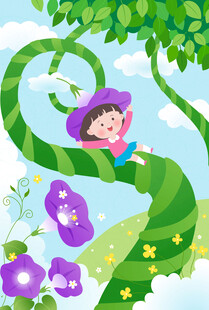 春天踏青牵牛花喇叭花植物边框