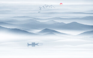 新中式水墨山水背景墙画