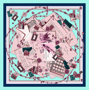 复古风印花丝巾