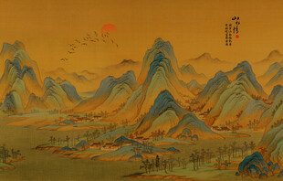 新中式古风宋式美学山水背景墙