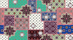 多彩几何花卉拼接图案