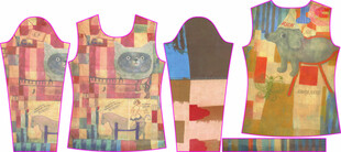 多彩拼接无袖上衣款式图