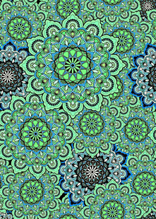 绿色曼陀罗花纹图案背景