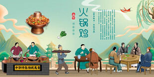 火锅鸡背景墙