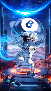 台球厅科技宇航员背景墙