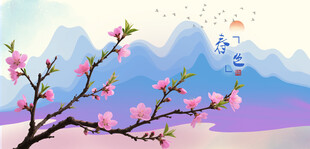 春日桃花盛开的梦幻风景