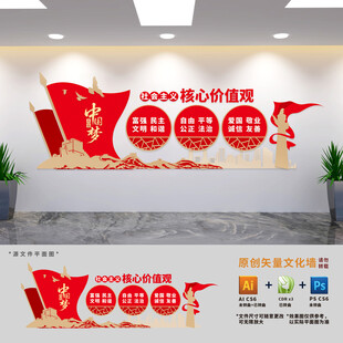 核心价值观党建文化墙