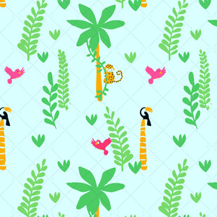 热带风情动植物图案背景