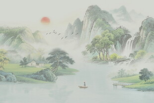 新中式水墨山水画