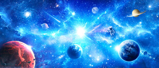 浩瀚星空太空宇航员星球宇宙背景