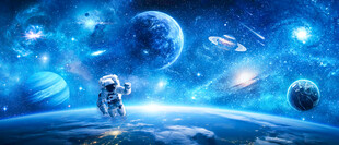 银河太空星球宇航员星空宇宙背景