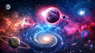 外太空漩涡星球宇宙星空银河背景