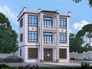 农村三层中式别墅外观设计图效果