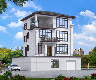 四层中式风格建筑效果图设计外