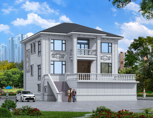 农村三层欧式别墅外观设计图效果