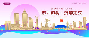 包头城市建筑时尚海报