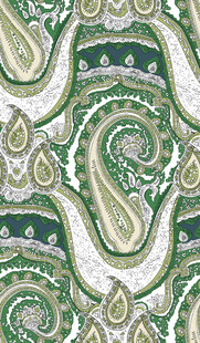 复古风绿色佩斯利花纹图案