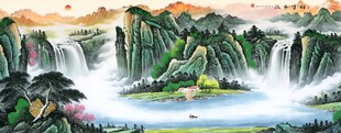 壮丽山水瀑布景观图
