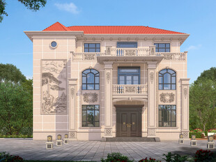 三层漂亮欧式别墅外观设计效果图