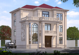 三层欧式豪华别墅外观设计效果图