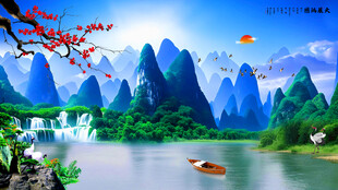 桂林山水风景画