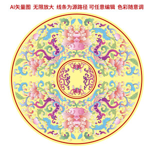 吉祥粉彩缠枝莲凤凰纹景泰蓝赏盘