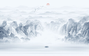 国画水墨山水画